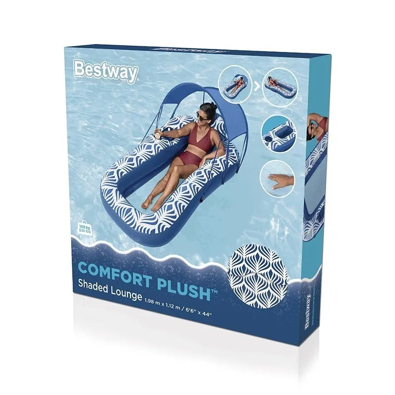 Bestway Komfortable Plüsch-luftmatratze Mit Sonnenschirm, Navy / white, 198 x 112cm Bestway Komfortable Plüsch-luftmatratze Mit Sonnenschirm, Navy / white, 198 x 112cm