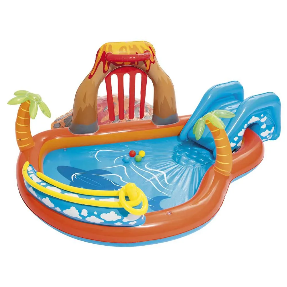 Bestway Lava Lagoon 265x265x104 Cm Ovales Aufblasbares Planschbecken, Orange / blue, 208L Bestway Lava Lagoon 265x265x104 Cm Ovales Aufblasbares Planschbecken, Orange / blue, 208L