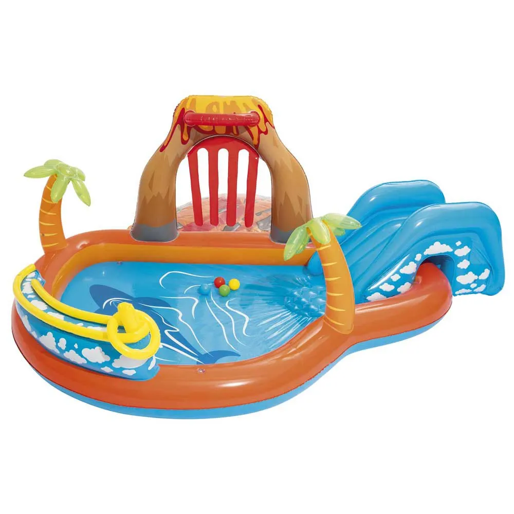 Bestway Lava Lagoon 265x265x104 Cm Ovales Aufblasbares Planschbecken, Orange / blue, 208L Bestway Lava Lagoon 265x265x104 Cm Ovales Aufblasbares Planschbecken, Orange / blue, 208L