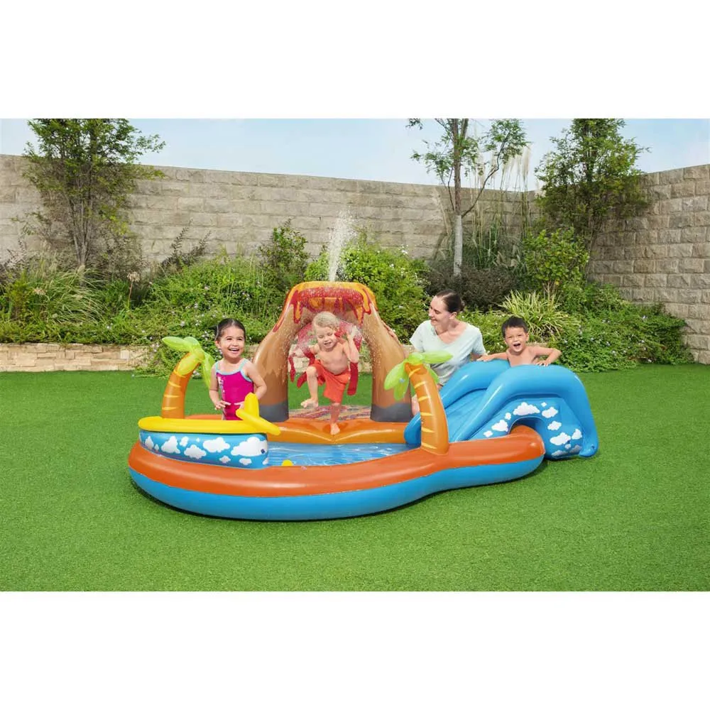 Bestway Lava Lagoon 265x265x104 Cm Ovales Aufblasbares Planschbecken, Orange / blue, 208L Bestway Lava Lagoon 265x265x104 Cm Ovales Aufblasbares Planschbecken, Orange / blue, 208L