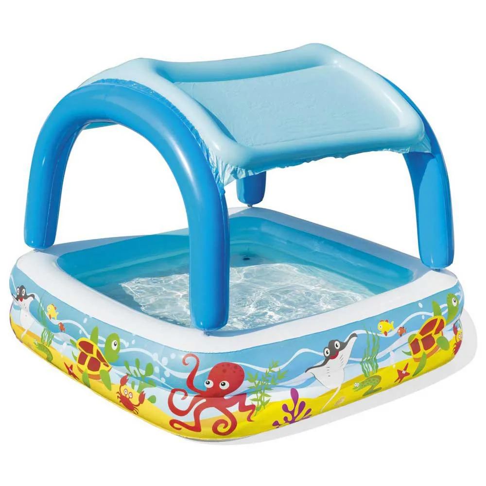 Bestway Mit Markise Quadratischer Aufblasbarer Pool 147x147x122 Cm, Multicolour, 265L Bestway Mit Markise Quadratischer Aufblasbarer Pool 147x147x122 Cm, Multicolour, 265L