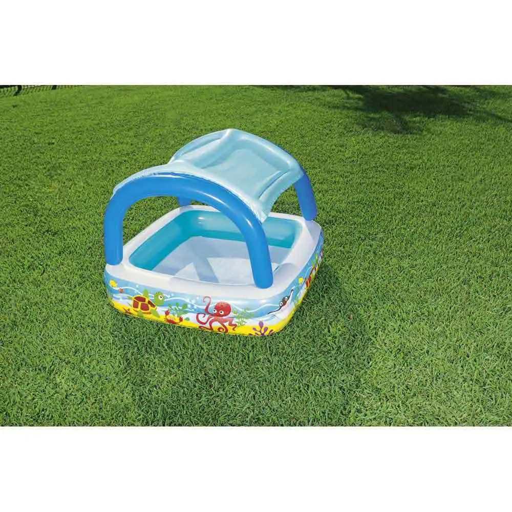 Bestway Mit Markise Quadratischer Aufblasbarer Pool 147x147x122 Cm, Multicolour, 265L Bestway Mit Markise Quadratischer Aufblasbarer Pool 147x147x122 Cm, Multicolour, 265L
