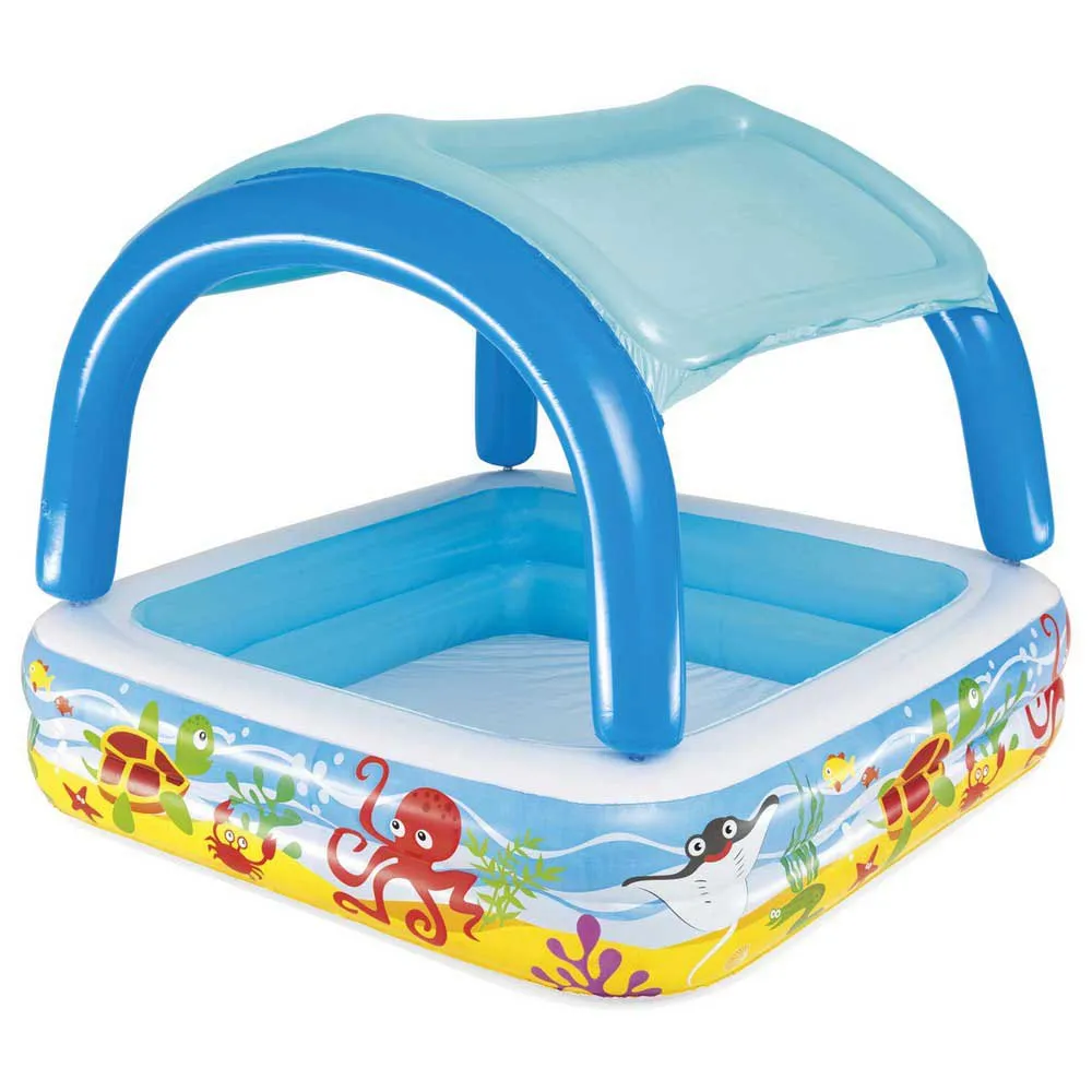 Bestway Mit Markise Quadratischer Aufblasbarer Pool 147x147x122 Cm, Multicolour, 265L Bestway Mit Markise Quadratischer Aufblasbarer Pool 147x147x122 Cm, Multicolour, 265L