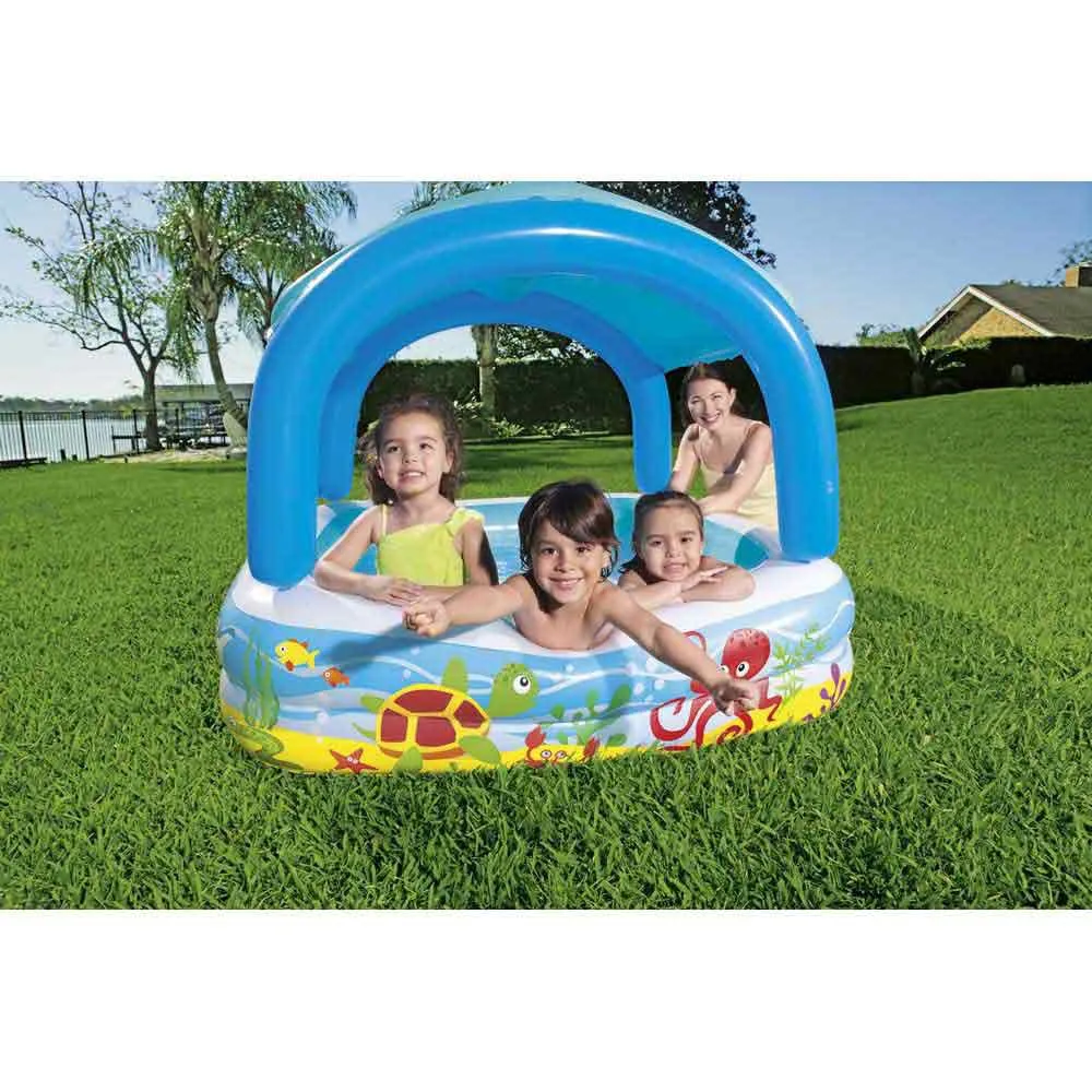Bestway Mit Markise Quadratischer Aufblasbarer Pool 147x147x122 Cm, Multicolour, 265L Bestway Mit Markise Quadratischer Aufblasbarer Pool 147x147x122 Cm, Multicolour, 265L
