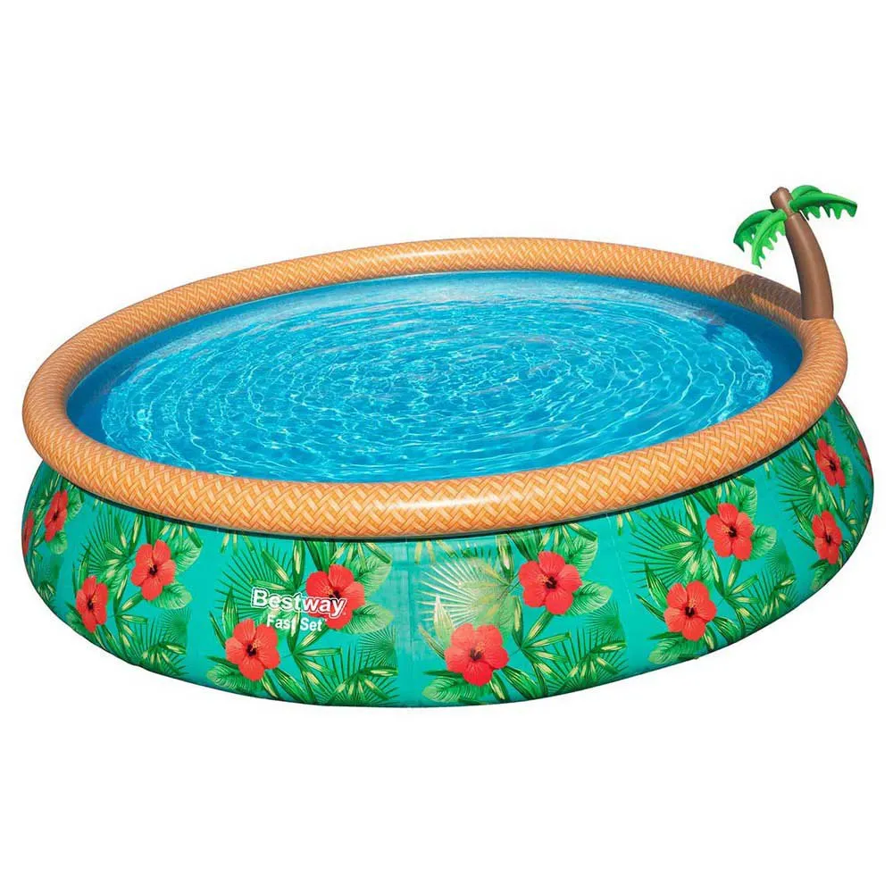 Bestway Paradise Palms 457x 84 Cm Runder Aufblasbarer Pool, Green / brown, 9677L Bestway Paradise Palms 457x 84 Cm Runder Aufblasbarer Pool, Green / brown, 9677L
