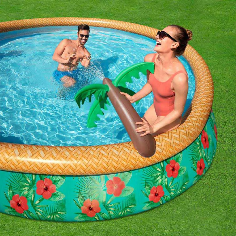 Bestway Paradise Palms 457x 84 Cm Runder Aufblasbarer Pool, Green / brown, 9677L Bestway Paradise Palms 457x 84 Cm Runder Aufblasbarer Pool, Green / brown, 9677L