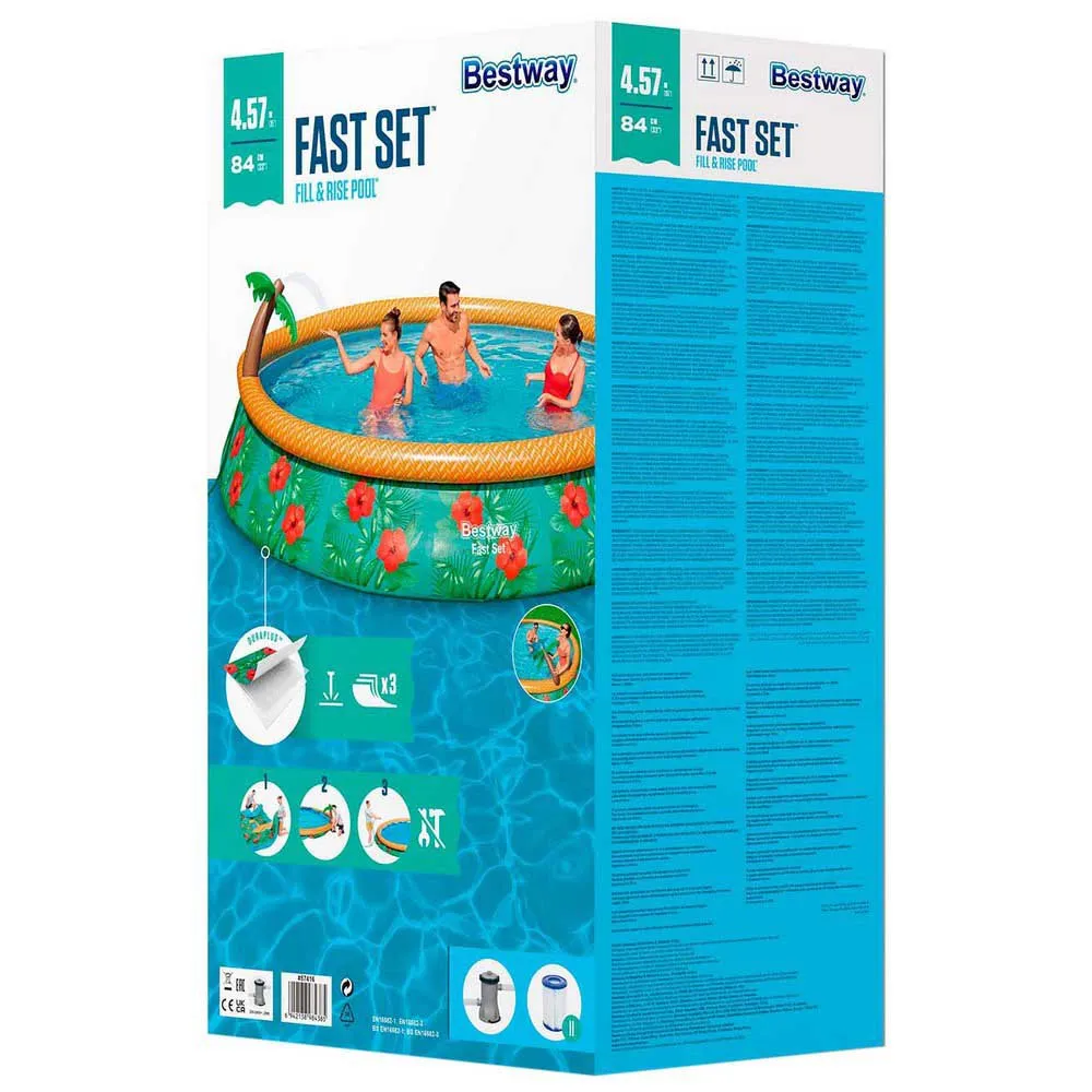 Bestway Paradise Palms 457x 84 Cm Runder Aufblasbarer Pool, Green / brown, 9677L Bestway Paradise Palms 457x 84 Cm Runder Aufblasbarer Pool, Green / brown, 9677L