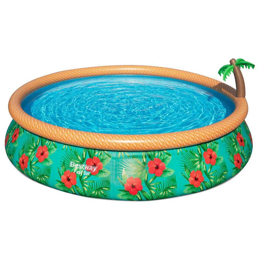 Bestway Paradise Palms 457x 84 Cm Runder Aufblasbarer Pool, Green / brown, 9677L Bestway Paradise Palms 457x 84 Cm Runder Aufblasbarer Pool, Green / brown, 9677L