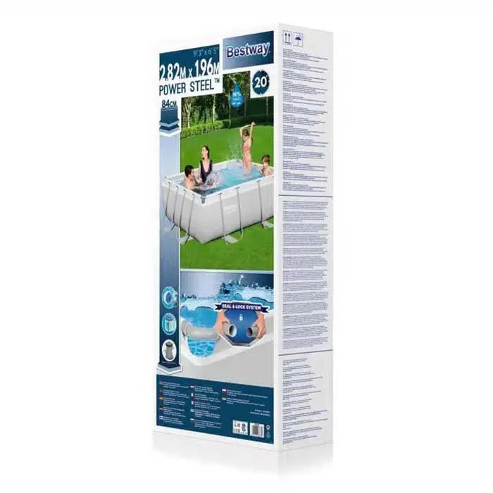 Bestway Power Steel 282x196x84 Cm Stahl Rechteckiger Aufstellpool Mit Rahmen, Grey / blue, 3662L Bestway Power Steel 282x196x84 Cm Stahl Rechteckiger Aufstellpool Mit Rahmen, Grey / blue, 3662L