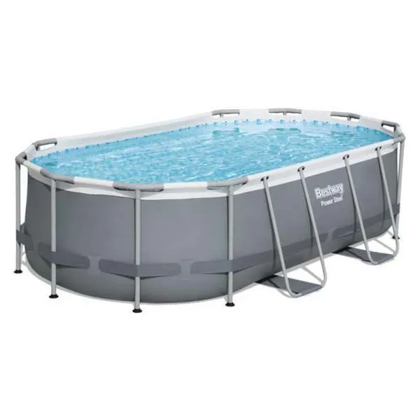 Bestway Power Steel 427x250x100 Cm Stahl Ovaler Poolrahmen Oberirdisch, Grey / blue, 7250L Bestway Power Steel 427x250x100 Cm Stahl Ovaler Poolrahmen Oberirdisch, Grey / blue, 7250L