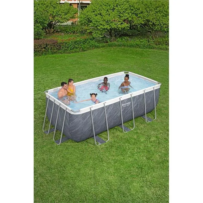 Bestway Power Steel Stone 412x201x122 Cm Stahl Rechteckiger Aufstellpool Mit Rahmen, Grey / blue, 8124L Bestway Power Steel Stone 412x201x122 Cm Stahl Rechteckiger Aufstellpool Mit Rahmen, Grey / blue, 8124L