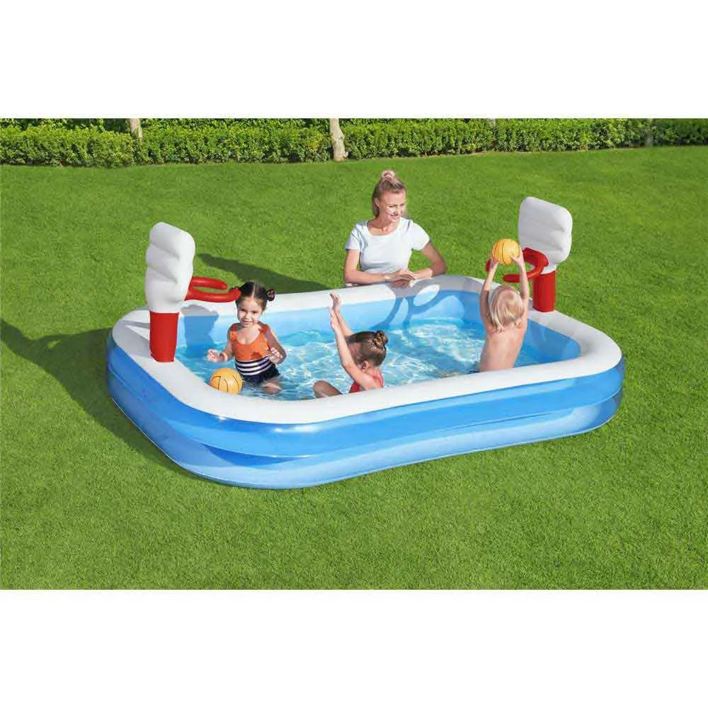 Bestway Rechteckiger Aufblasbarer Basketballpool 254x168x102 Cm, Multicolour, 636L Bestway Rechteckiger Aufblasbarer Basketballpool 254x168x102 Cm, Multicolour, 636L