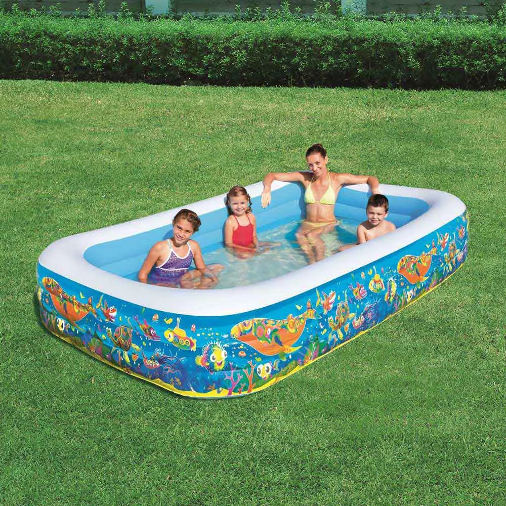 Bestway Rechteckiges Aufblasbares Planschbecken (aquarium) 305x183x56 Cm, Blue / white, 1161L Bestway Rechteckiges Aufblasbares Planschbecken (aquarium) 305x183x56 Cm, Blue / white, 1161L