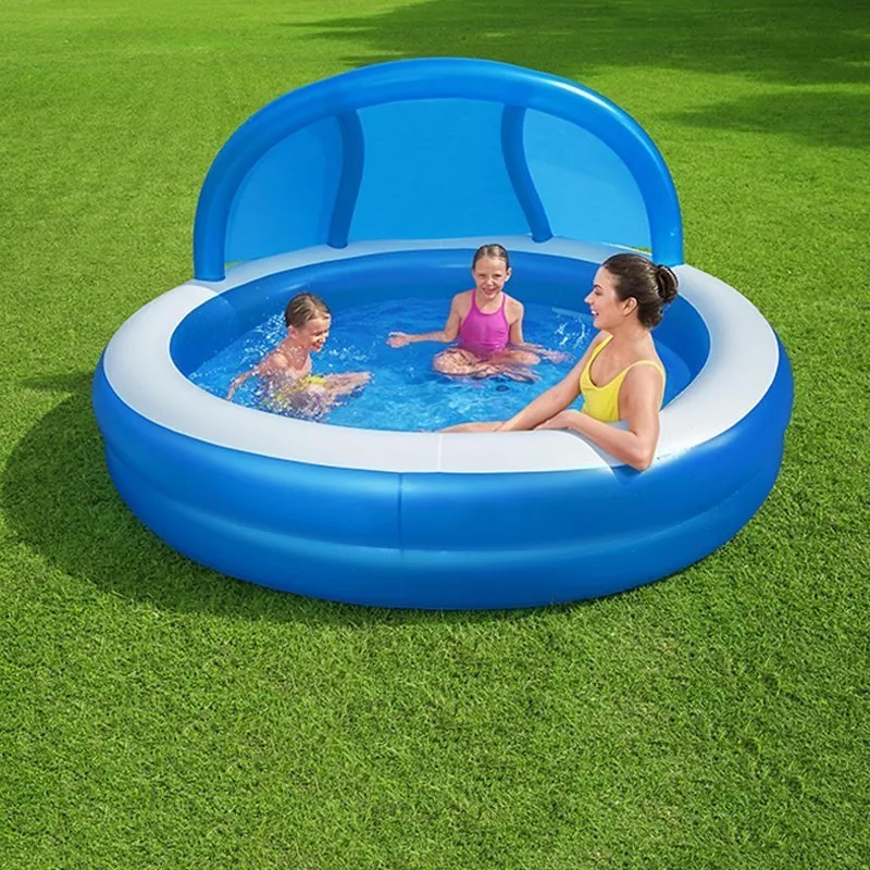 Bestway Runder Aufblasbarer Pool Mit 54337 Litern Und Sonnenschirm, Blue / white, 241 x 241 x 140cm Bestway Runder Aufblasbarer Pool Mit 54337 Litern Und Sonnenschirm, Blue / white, 241 x 241 x 140cm