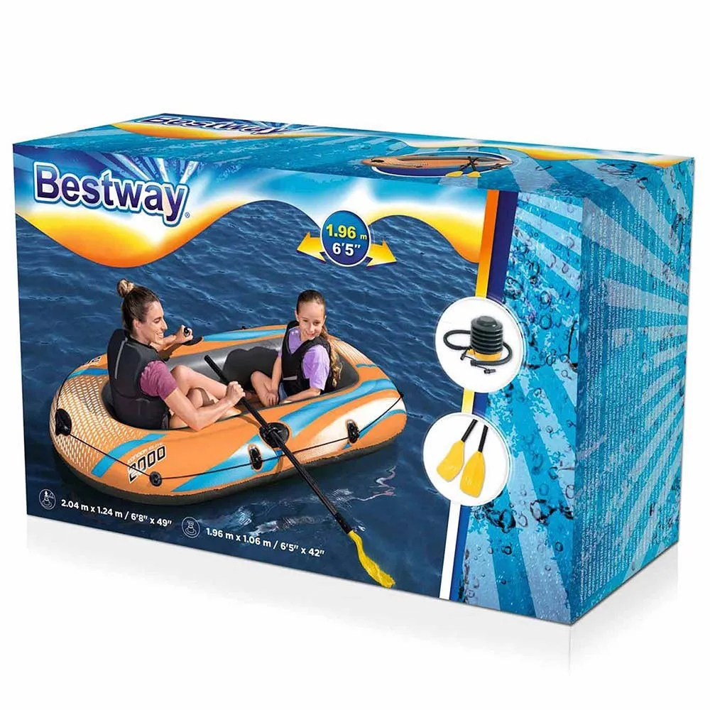 Bestway Schlauchboot Mit Paddeln Und Luftpumpe 196x106 Cm, Multicolor, One Size Bestway Schlauchboot Mit Paddeln Und Luftpumpe 196x106 Cm, Multicolor, One Size