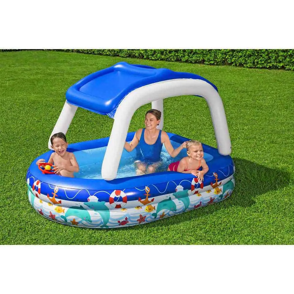 Bestway Sea Captain 213x155x132 Cm Rechteckiges Aufblasbares Schwimmbad, Blue, 282L Bestway Sea Captain 213x155x132 Cm Rechteckiges Aufblasbares Schwimmbad, Blue, 282L