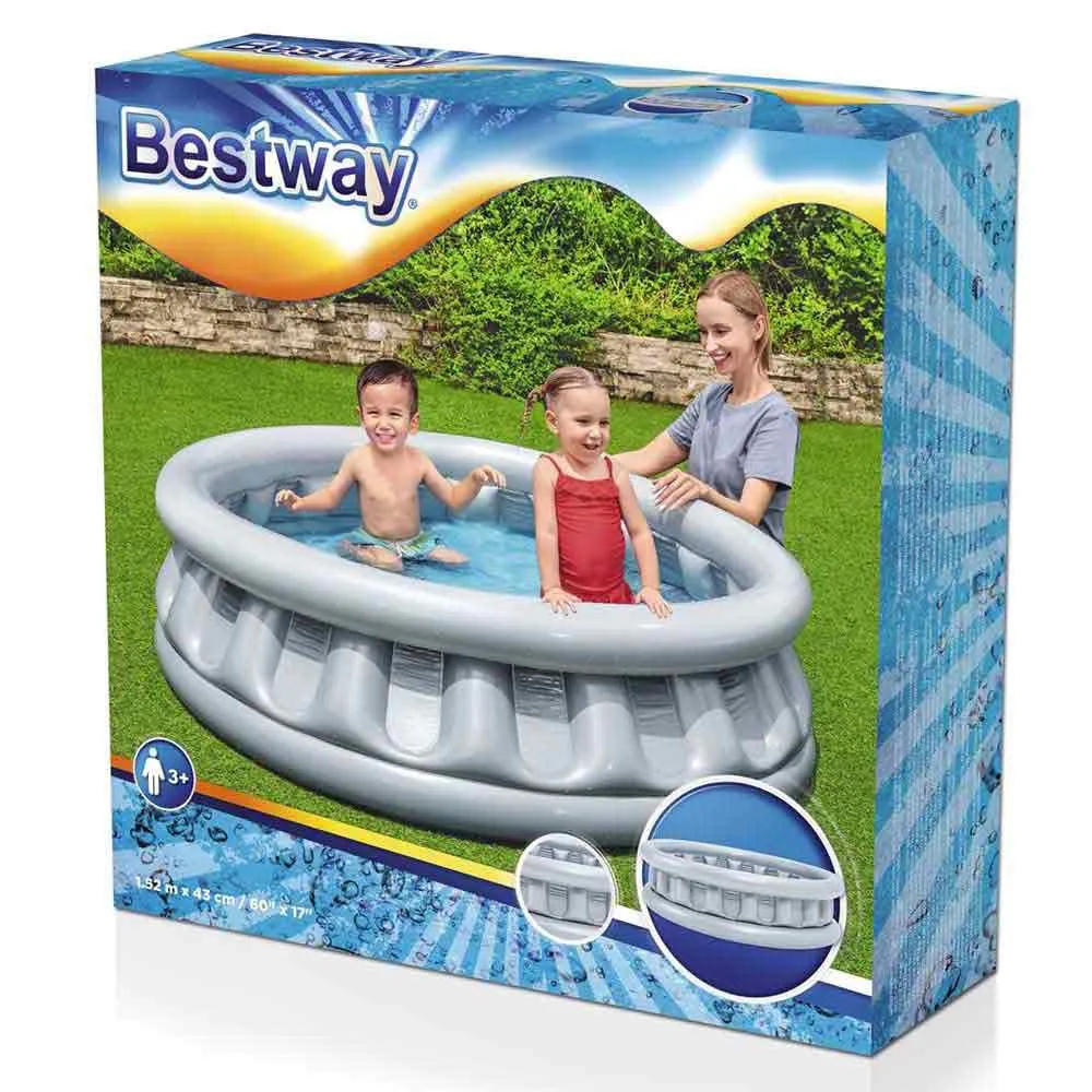 Bestway Space Ship 157x43 Cm Runder Aufblasbarer Pool, Grey / blue, 512L