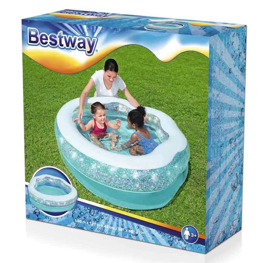 Bestway Sparkle Shell 150x127x43 Cm Runder Aufblasbarer Pool, Clear / blue, 230L Bestway Sparkle Shell 150x127x43 Cm Runder Aufblasbarer Pool, Clear / blue, 230L