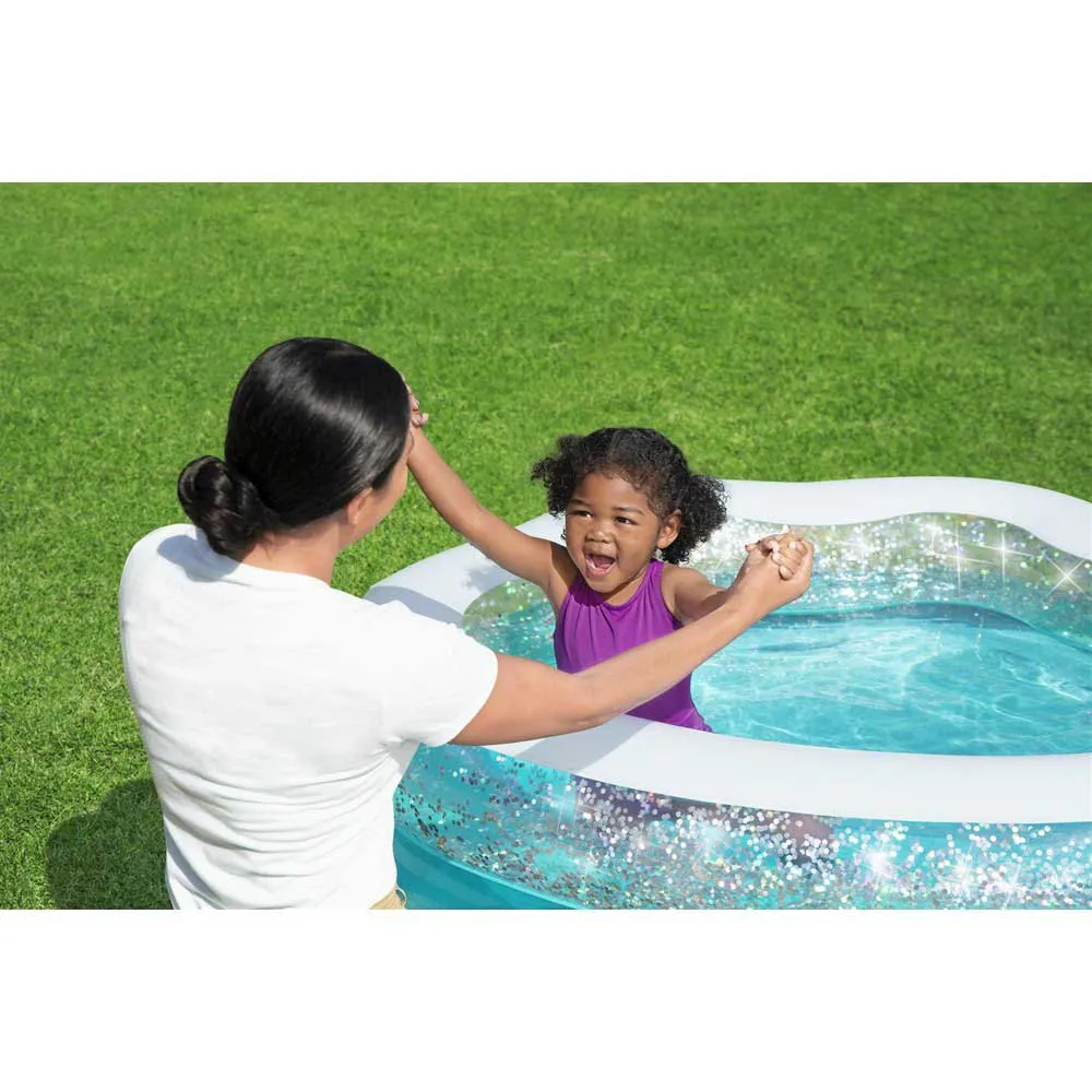 Bestway Sparkle Shell 150x127x43 Cm Runder Aufblasbarer Pool, Clear / blue, 230L Bestway Sparkle Shell 150x127x43 Cm Runder Aufblasbarer Pool, Clear / blue, 230L