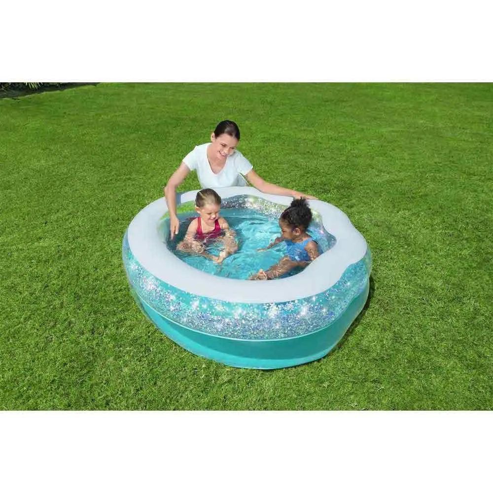 Bestway Sparkle Shell 150x127x43 Cm Runder Aufblasbarer Pool, Clear / blue, 230L Bestway Sparkle Shell 150x127x43 Cm Runder Aufblasbarer Pool, Clear / blue, 230L