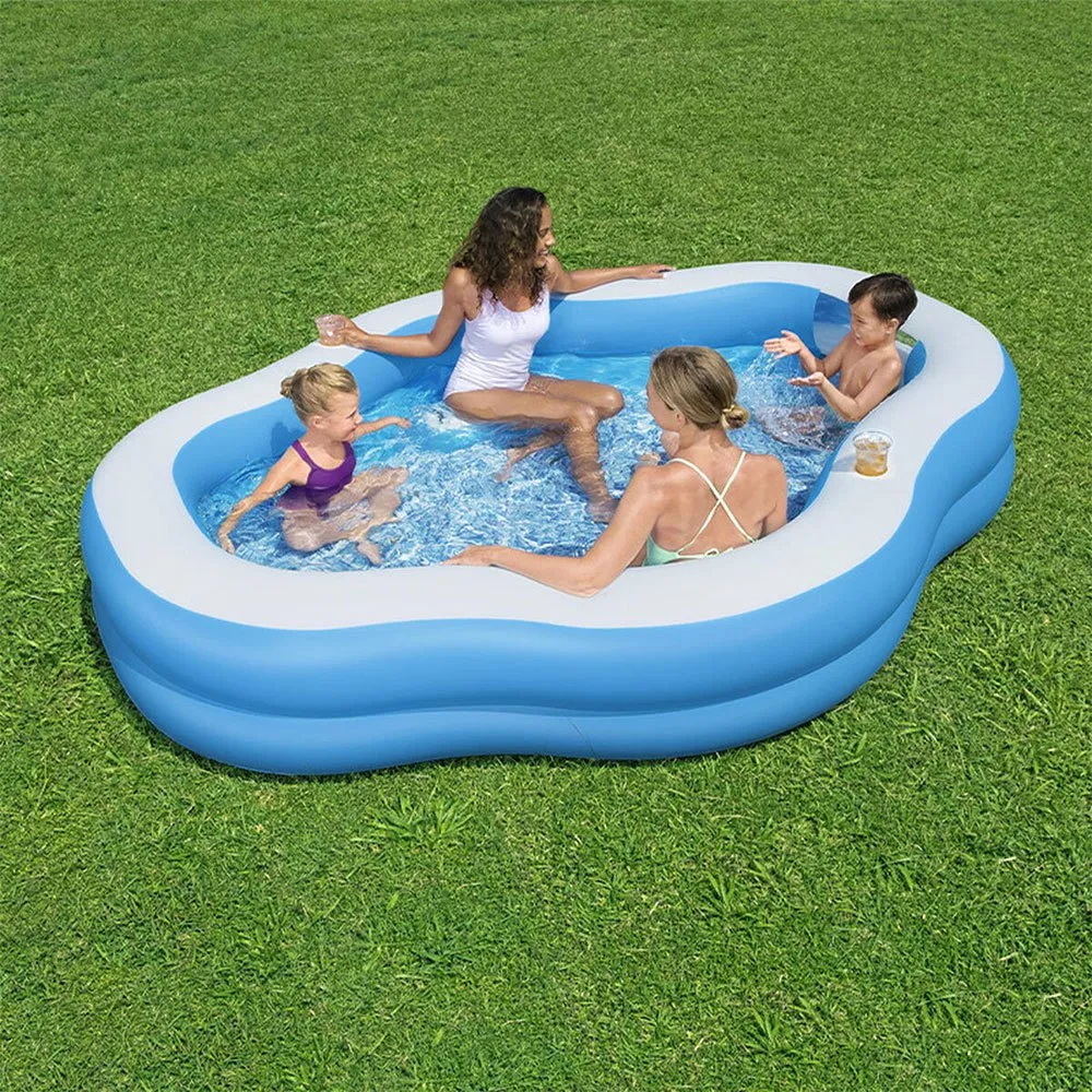 Bestway Splashview 270x198x51 Cm Rechteckiges Aufblasbares Schwimmbad, Blue / white, 821L Bestway Splashview 270x198x51 Cm Rechteckiges Aufblasbares Schwimmbad, Blue / white, 821L