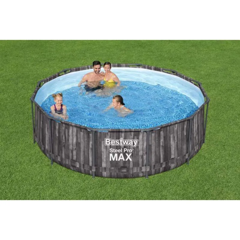 Bestway Steel Pro Max Ø 366x100 Cm Stahl Runder Aufstellpool, Grey / blue, 9150L Bestway Steel Pro Max Ø 366x100 Cm Stahl Runder Aufstellpool, Grey / blue, 9150L