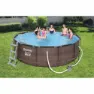 Bestway Steel Pro Max Rattan Ø 366x100 Cm Stahl Runder Aufstellpool, Brown / blue, 9150L