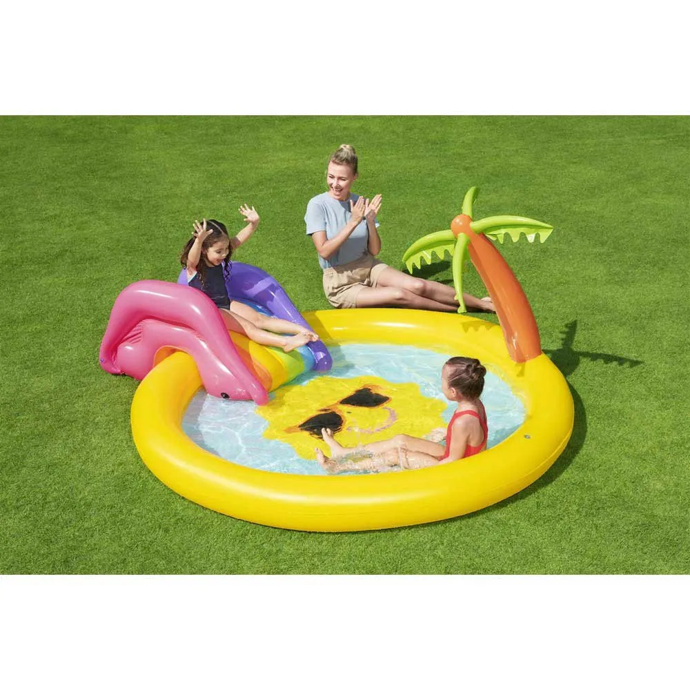 Bestway Sunnyland Splash 237x201x104 Cm Rundes Aufblasbares Planschbecken, Yellow / blue, 59L Bestway Sunnyland Splash 237x201x104 Cm Rundes Aufblasbares Planschbecken, Yellow / blue, 59L