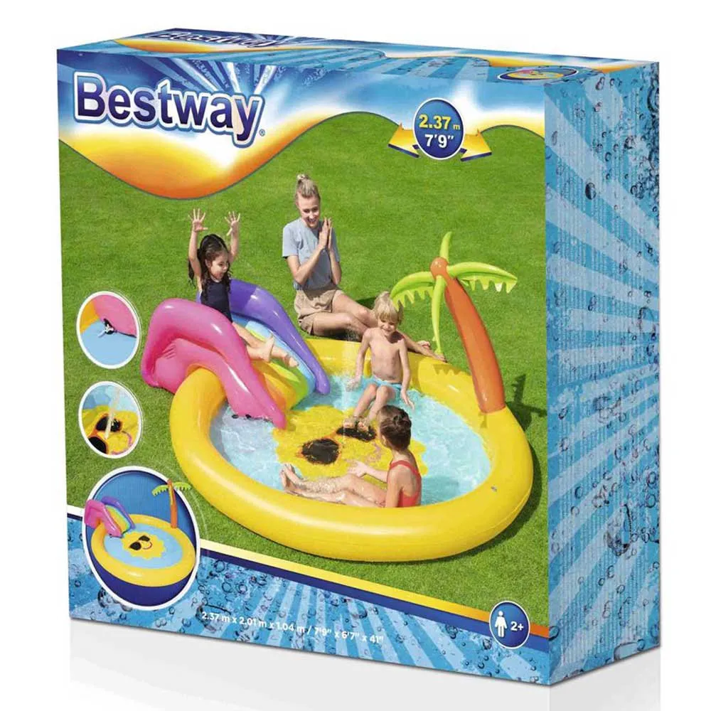 Bestway Sunnyland Splash 237x201x104 Cm Rundes Aufblasbares Planschbecken, Yellow / blue, 59L Bestway Sunnyland Splash 237x201x104 Cm Rundes Aufblasbares Planschbecken, Yellow / blue, 59L