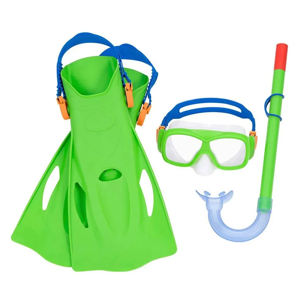 Bestway Tauchset Mit Taucherbrille Schnorchel Und Flossen Junior 2 Verschiedene Farben, Multicolor, 7-14Y