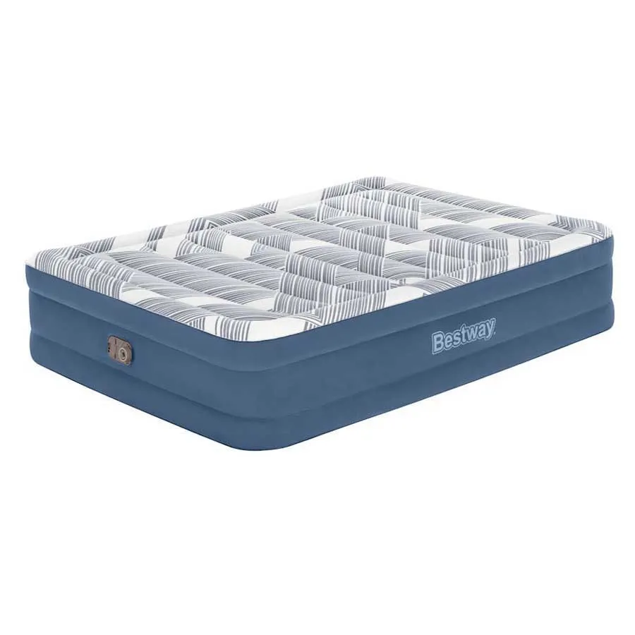 Bestway Tritech Queen Reinforced I-beam Doppel-luftbett Mit Eingebauter Pumpe, Blue / grey, 203 x 152 x 46cm Bestway Tritech Queen Reinforced I-beam Doppel-luftbett Mit Eingebauter Pumpe, Blue / grey, 203 x 152 x 46cm