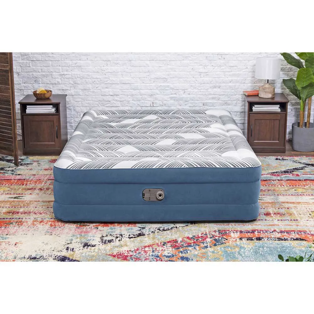 Bestway Tritech Queen Reinforced I-beam Doppel-luftbett Mit Eingebauter Pumpe, Blue / grey, 203 x 152 x 46cm Bestway Tritech Queen Reinforced I-beam Doppel-luftbett Mit Eingebauter Pumpe, Blue / grey, 203 x 152 x 46cm