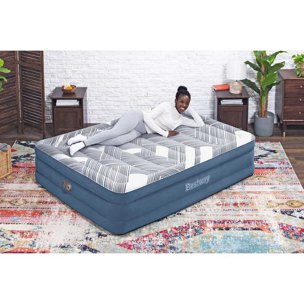 Bestway Tritech Queen Reinforced I-beam Doppel-luftbett Mit Eingebauter Pumpe, Blue / grey, 203 x 152 x 46cm Bestway Tritech Queen Reinforced I-beam Doppel-luftbett Mit Eingebauter Pumpe, Blue / grey, 203 x 152 x 46cm