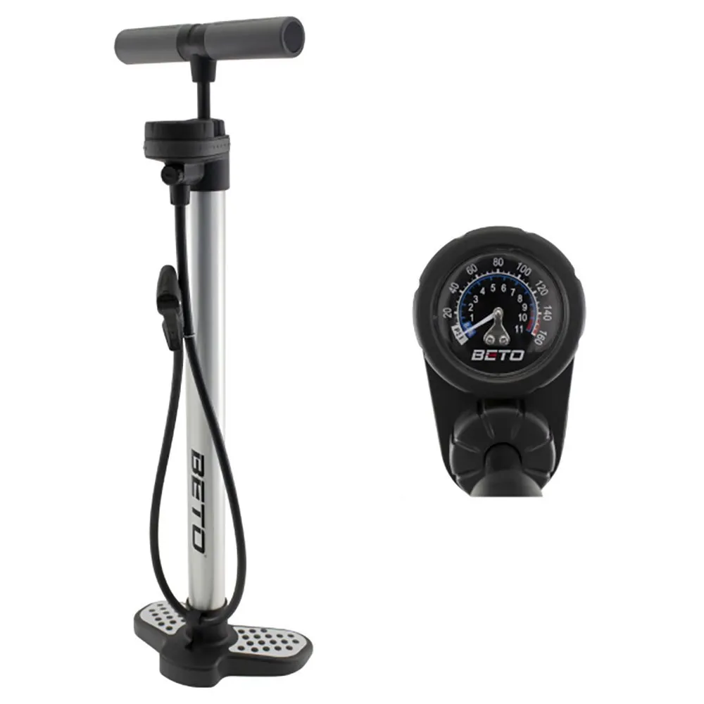 Beto Deluxe Manometer Standpumpe, Silver / black, 160psi Beto Deluxe Manometer Standpumpe, Silver / black, 160psi