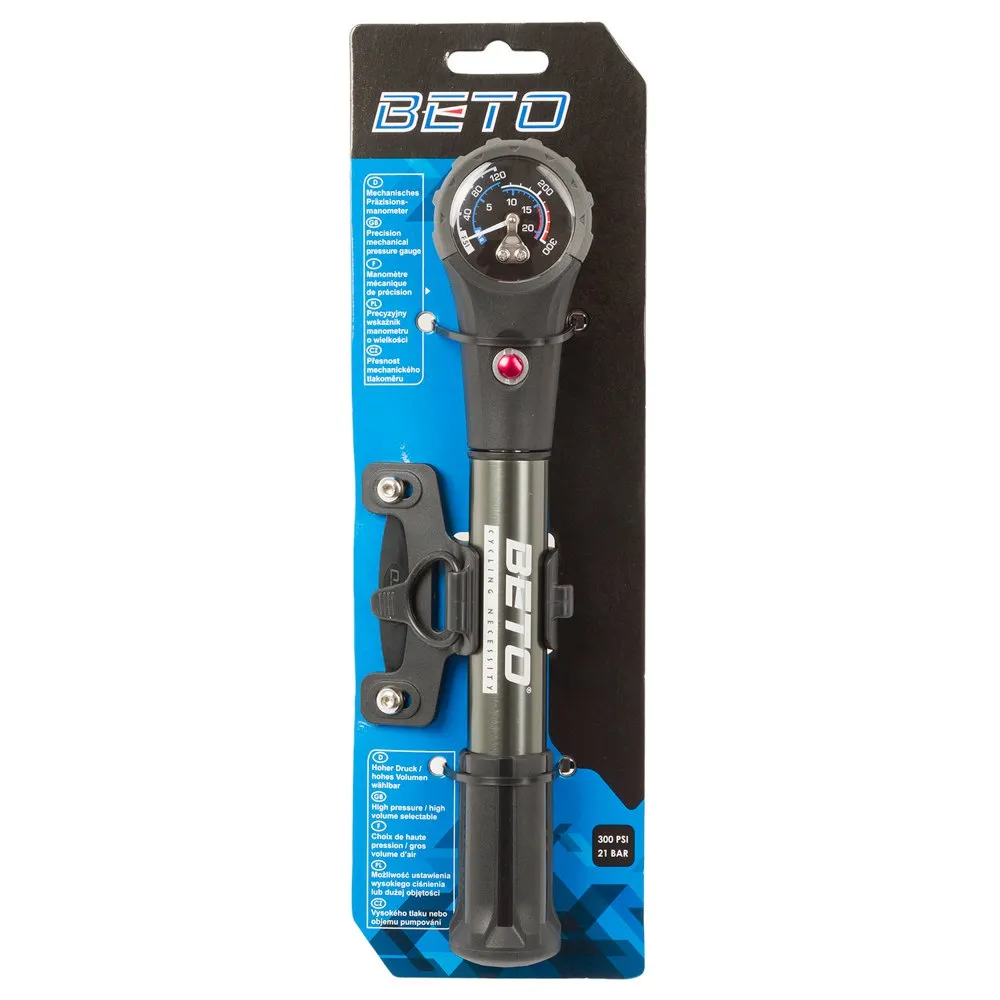 Beto Dual Function Mini-pumpe, Silver / black, 300psi Beto Dual Function Mini-pumpe, Silver / black, 300psi