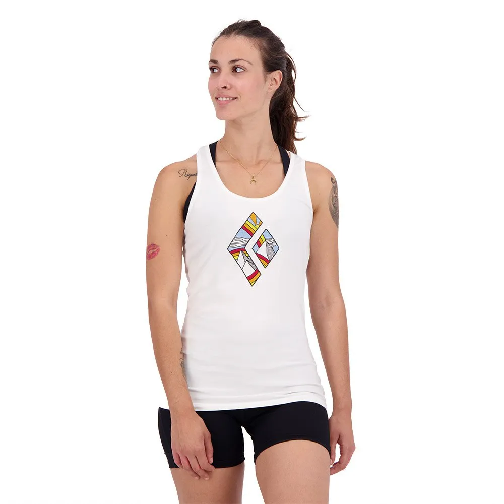 Black Diamond Rainbow Diamond ärmelloses T-shirt, White Black Diamond Rainbow Diamond ärmelloses T-shirt, White
