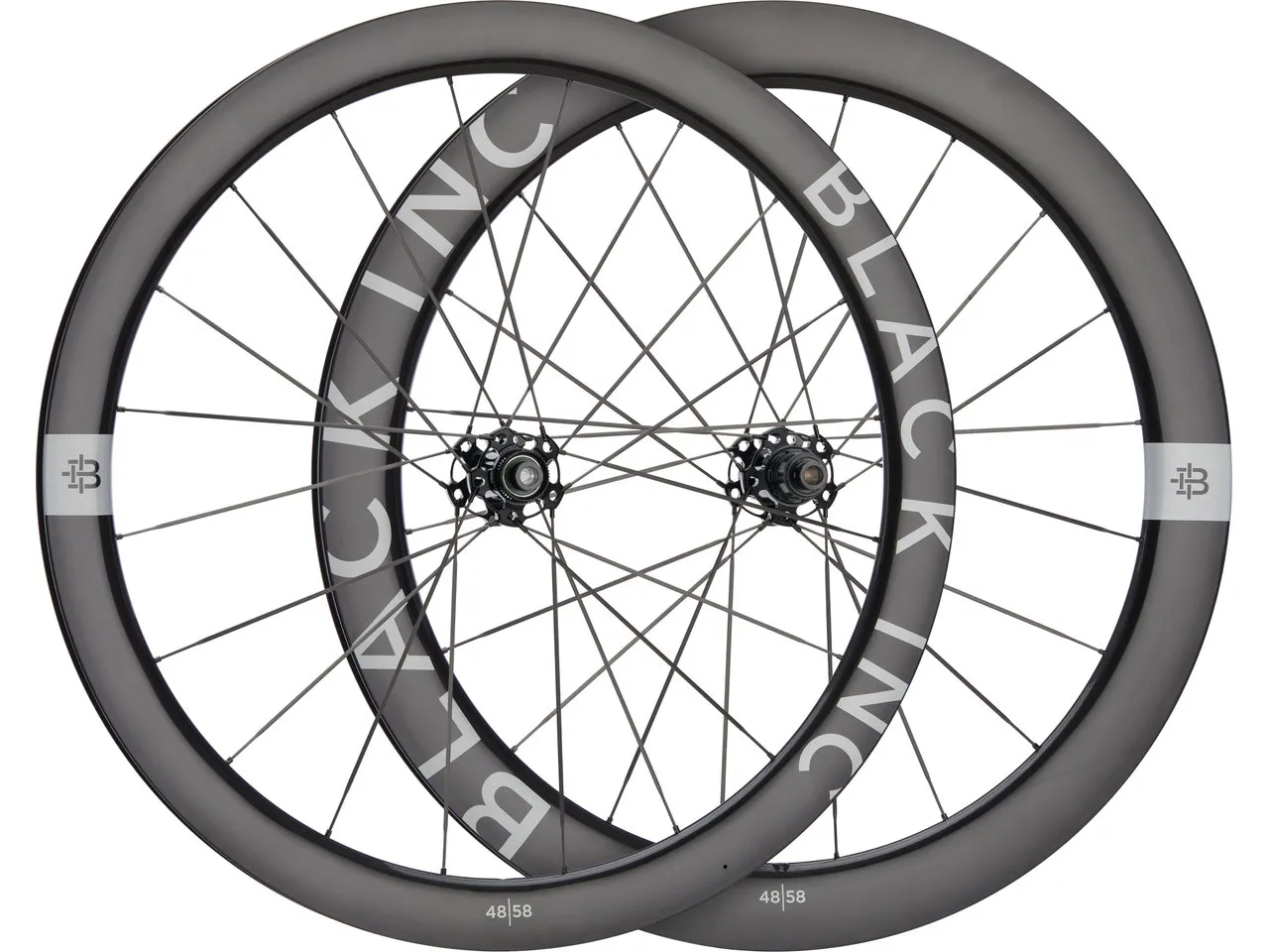 Black Inc 48|58 Disc Center Lock Carbon 28" Laufradsatz, Schwarz, 28" Satz (VR 12 x 100 + HR 12 x 142) SRAM XDR