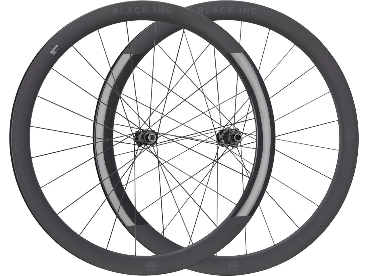 Black Inc Forty Five Disc Center Lock Carbon 28" Laufradsatz, Schwarz, 28" Satz (VR 12 x 100 + HR 12 x 142) SRAM XDR Black Inc Forty Five Disc Center Lock Carbon 28" Laufradsatz, Schwarz, 28" Satz (VR 12 x 100 + HR 12 x 142) SRAM XDR