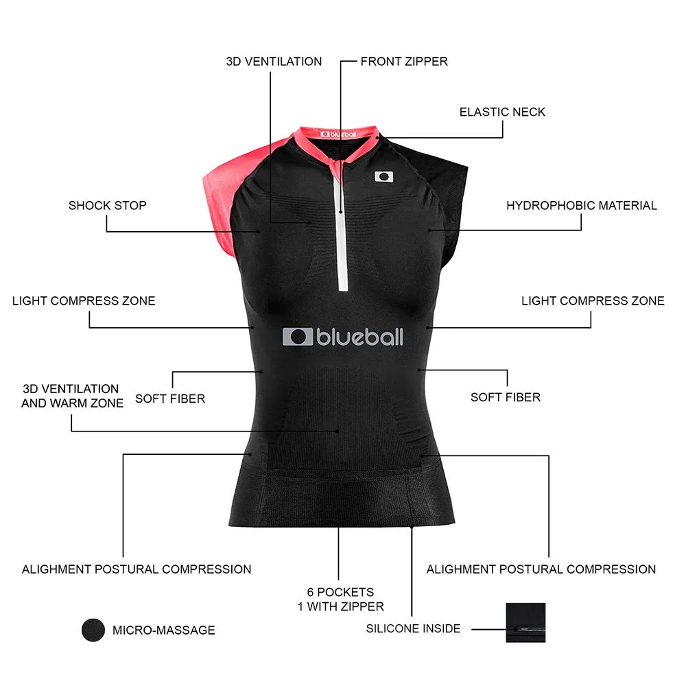 Blueball Sport Running ärmelloses T-shirt, Black & pink, L Blueball Sport Running ärmelloses T-shirt, Black & pink, L