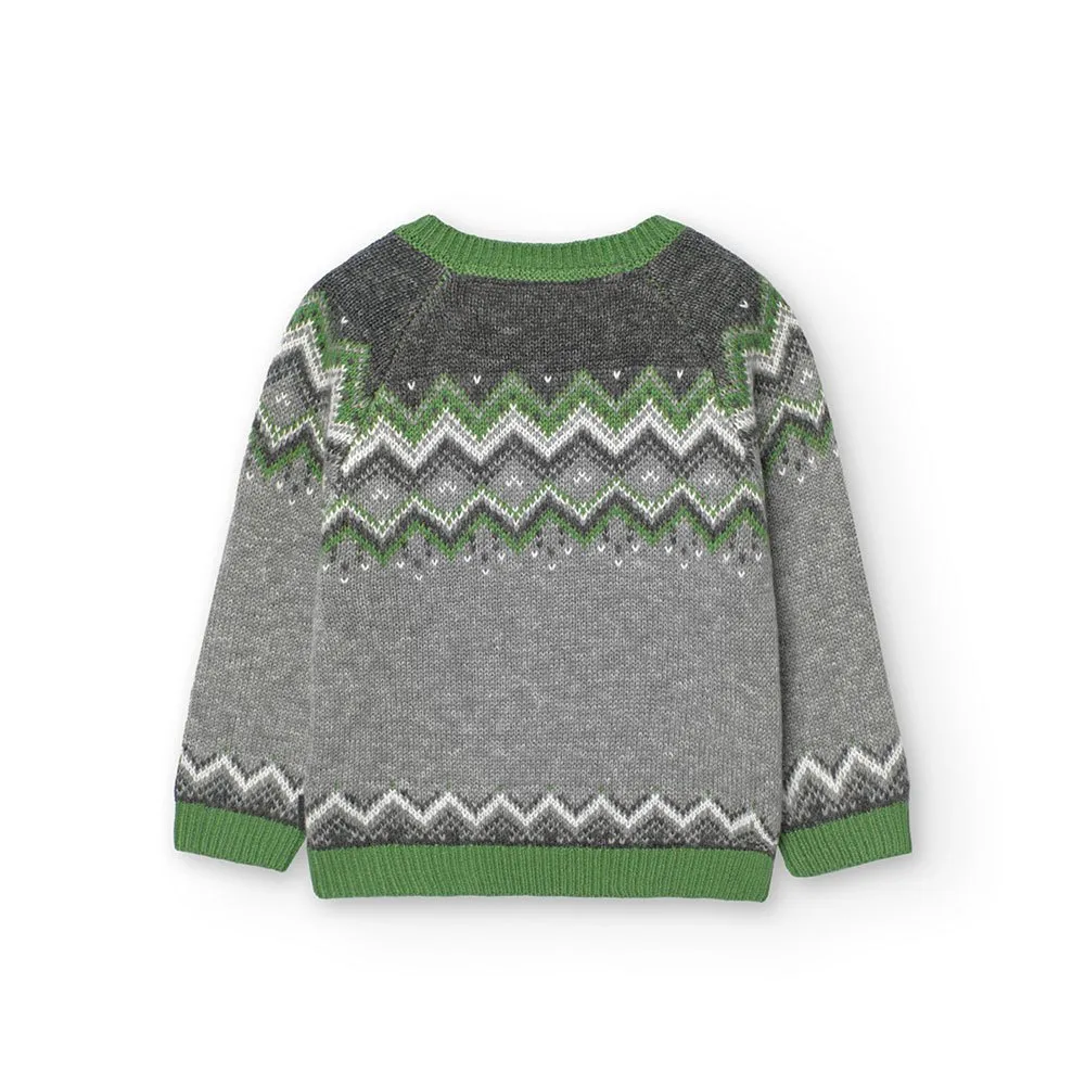 Boboli Knitwear Pullover Jacquard Pullover, Vigore gray, 4Y Boboli Knitwear Pullover Jacquard Pullover, Vigore gray, 4Y