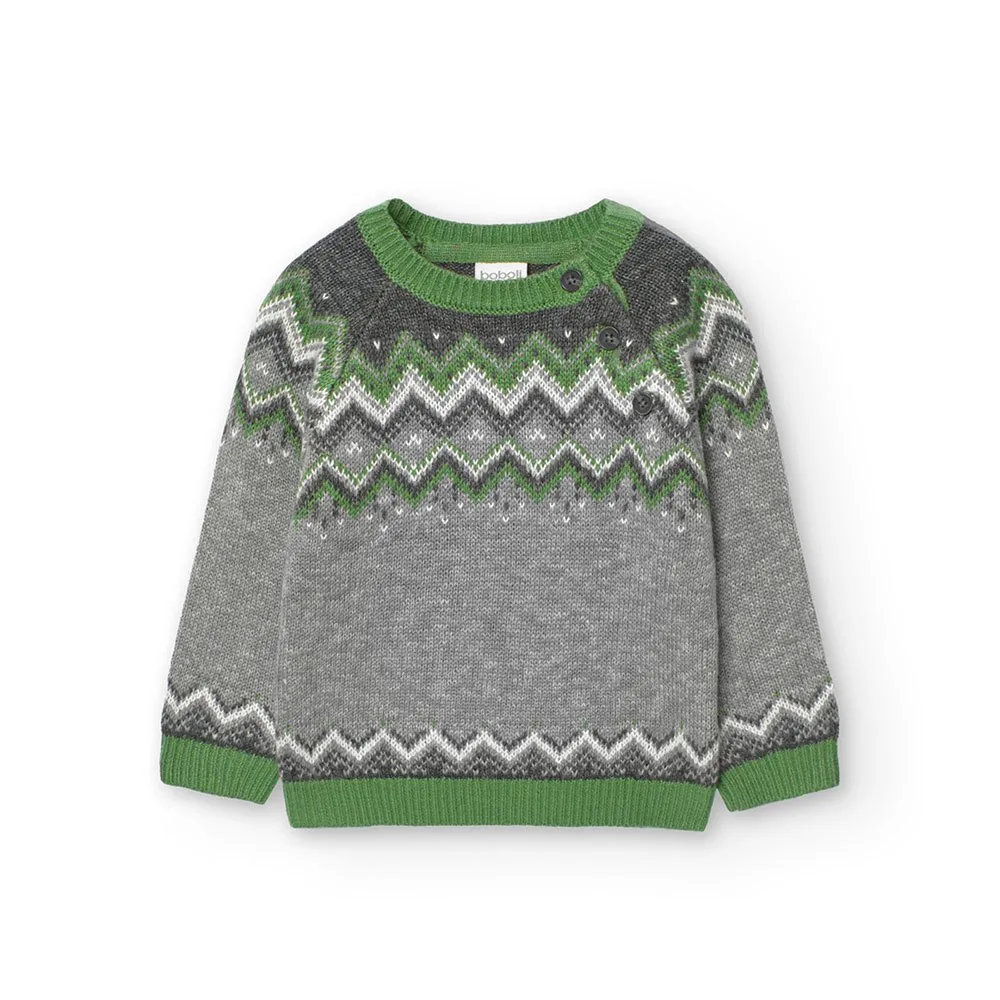Boboli Knitwear Pullover Jacquard Pullover, Vigore gray, 4Y Boboli Knitwear Pullover Jacquard Pullover, Vigore gray, 4Y