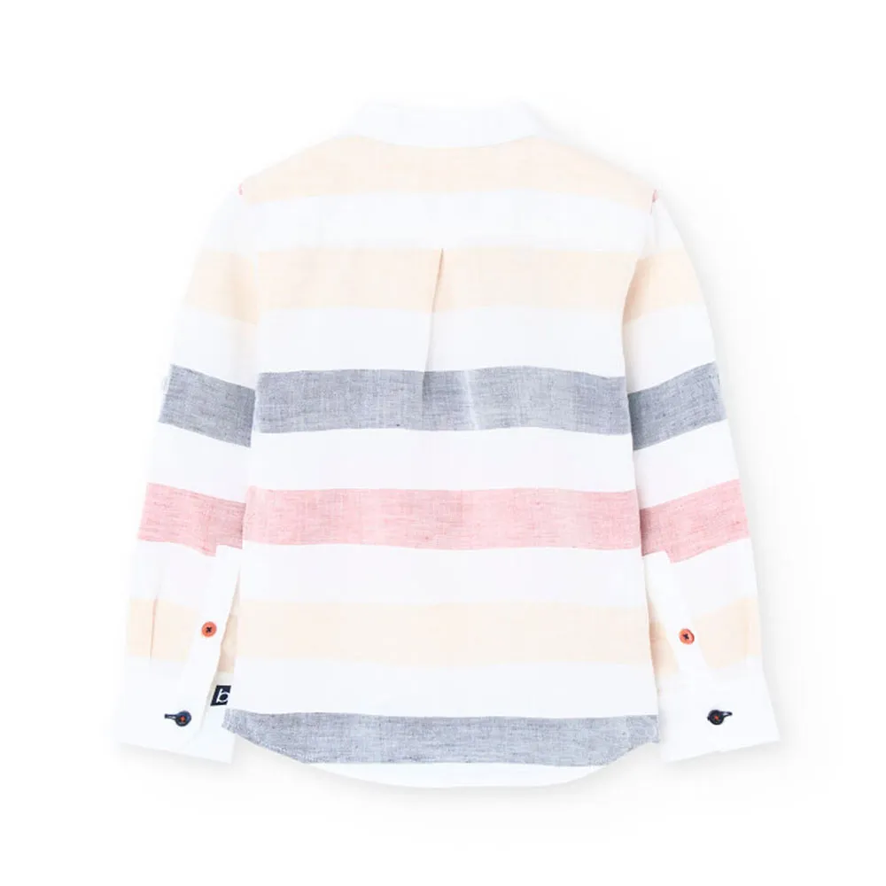 Boboli Linen Striped Langarmhemd Boboli Linen Striped Langarmhemd
