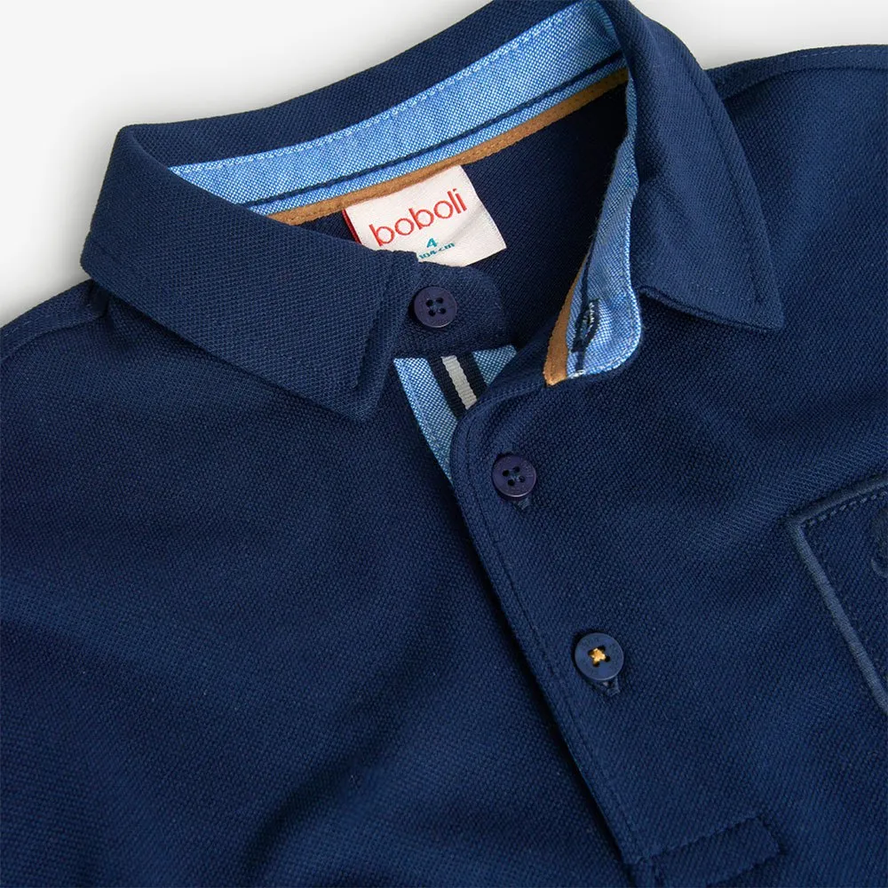 Boboli Pique Langarm-polo, Marine 1, 7Y Boboli Pique Langarm-polo, Marine 1, 7Y