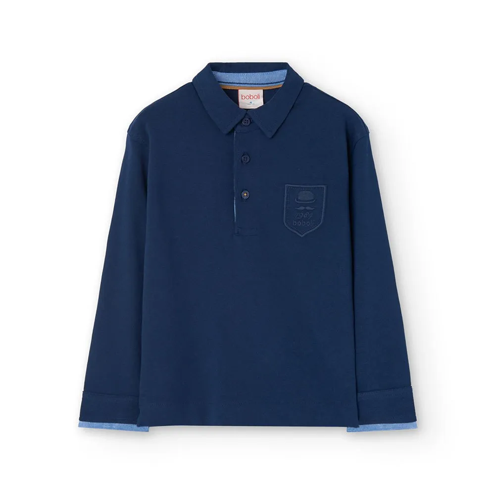 Boboli Pique Langarm-polo, Marine 1, 7Y Boboli Pique Langarm-polo, Marine 1, 7Y