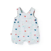 Boboli Poplin Dungarees Check Playsuit