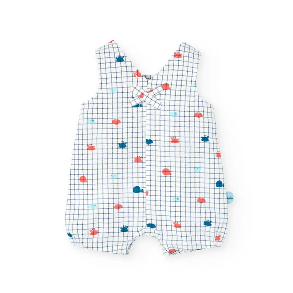Boboli Poplin Dungarees Check Playsuit