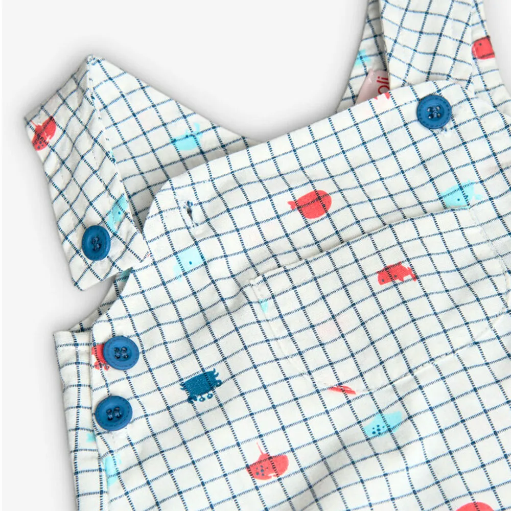 Boboli Poplin Dungarees Check Playsuit