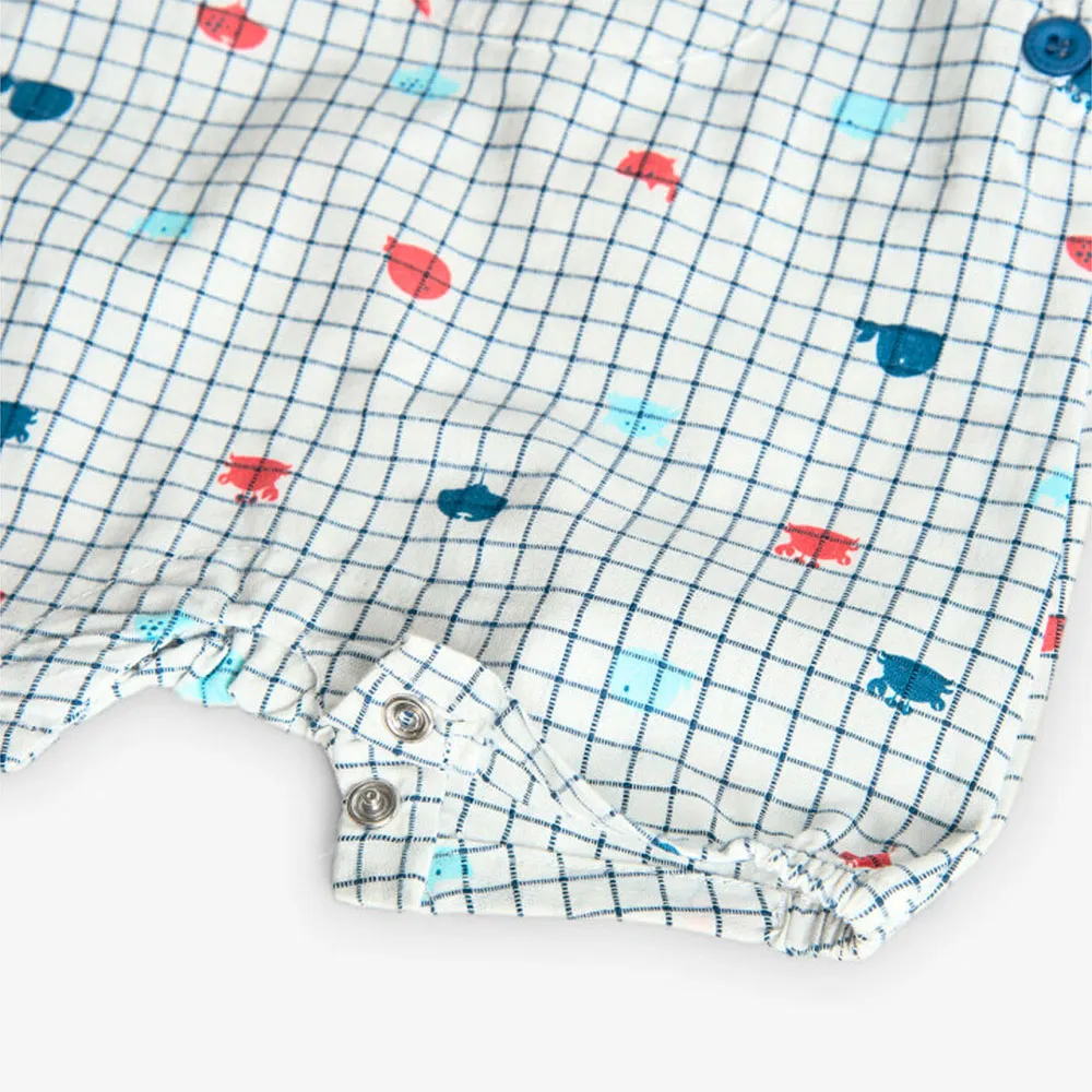 Boboli Poplin Dungarees Check Playsuit