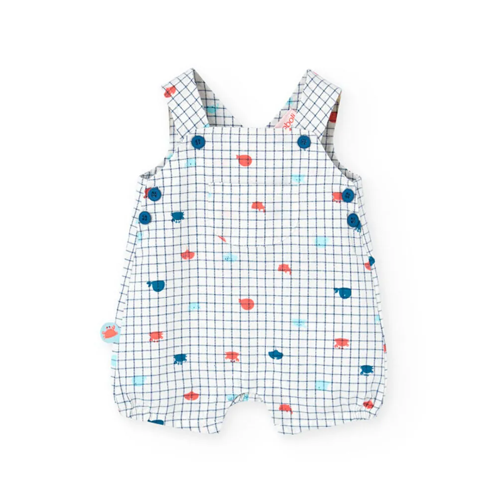 Boboli Poplin Dungarees Check Playsuit