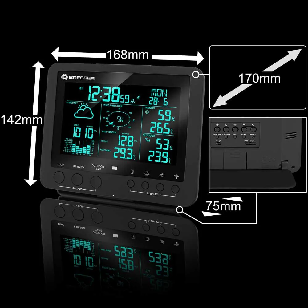 Bresser 7002520 Wetterstationsanzeige, Black, One Size Bresser 7002520 Wetterstationsanzeige, Black, One Size